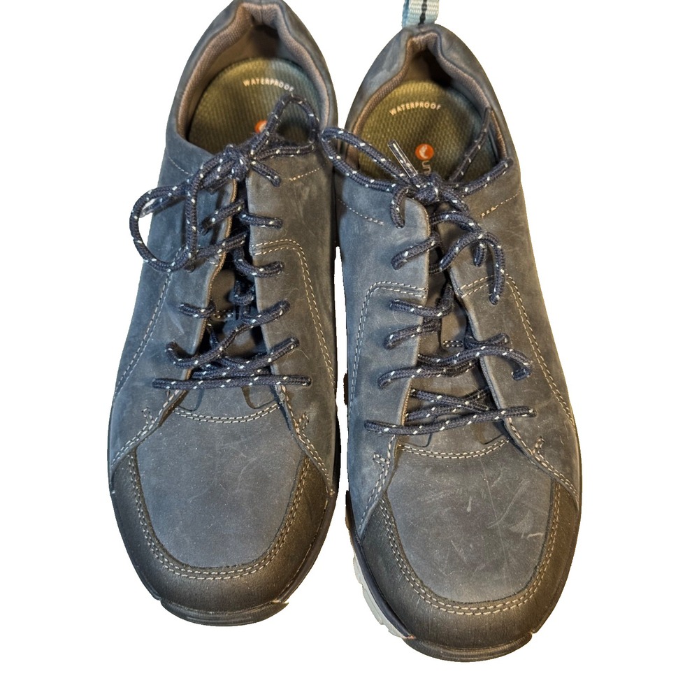 Unstructured By Clarks WaveWalk Wave Go Waterproof Leather blue Shoes Sz 7.5